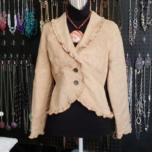 Vintage Faux Suede Ruffle Blazer